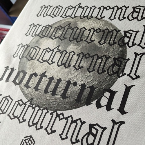 DTF-Druck mit Nocturnal-Motiv und Mond-Grafik auf weißem T-Shirt – Stoff³ Kassel